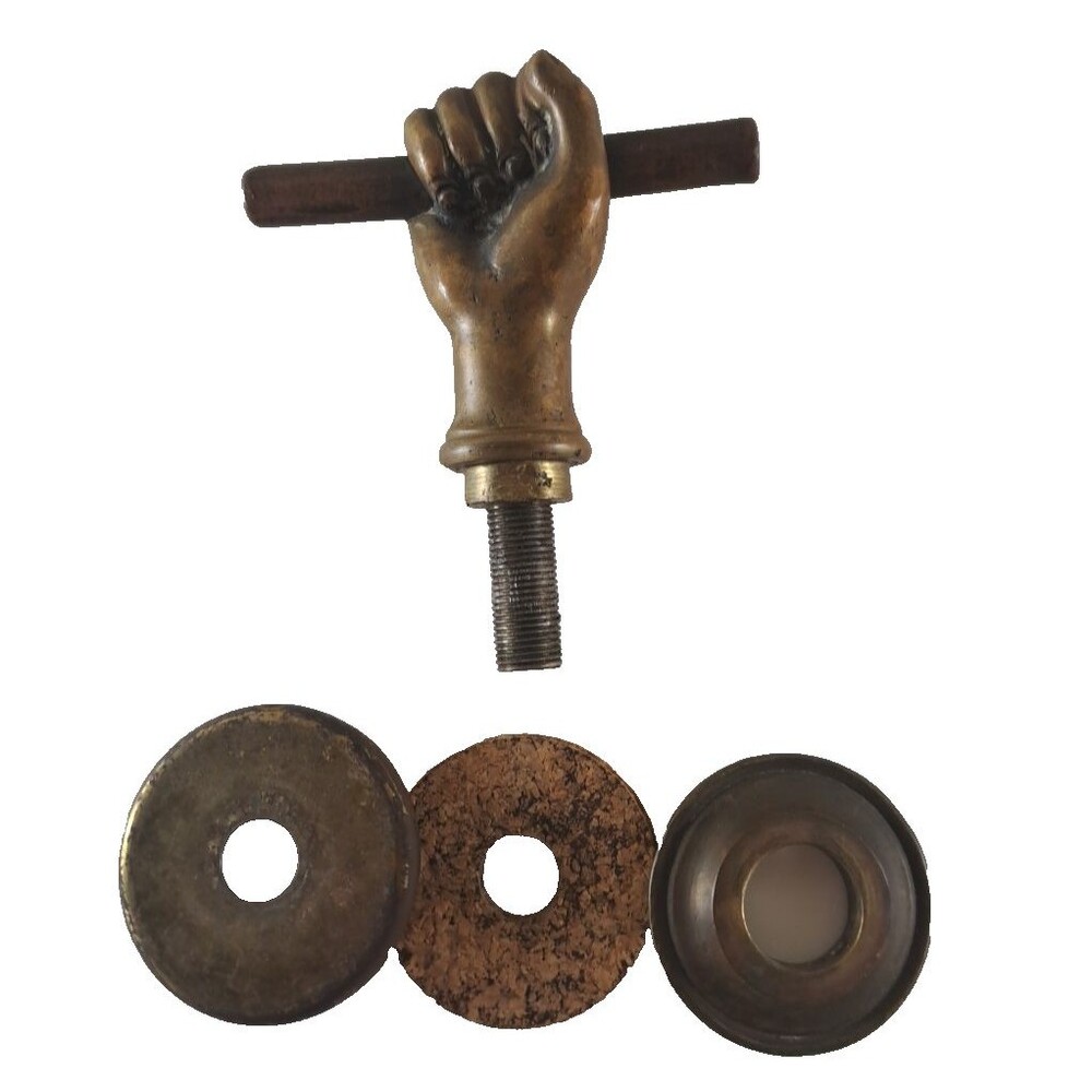 Brass Fist & Rod Finial Lamp & Post Topper Pull Hand Victorian Neoclassical